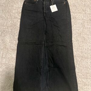 AE premium Black High-Waist Denim Maxi Skirt